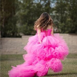 Vibrant Pink High Low Gown